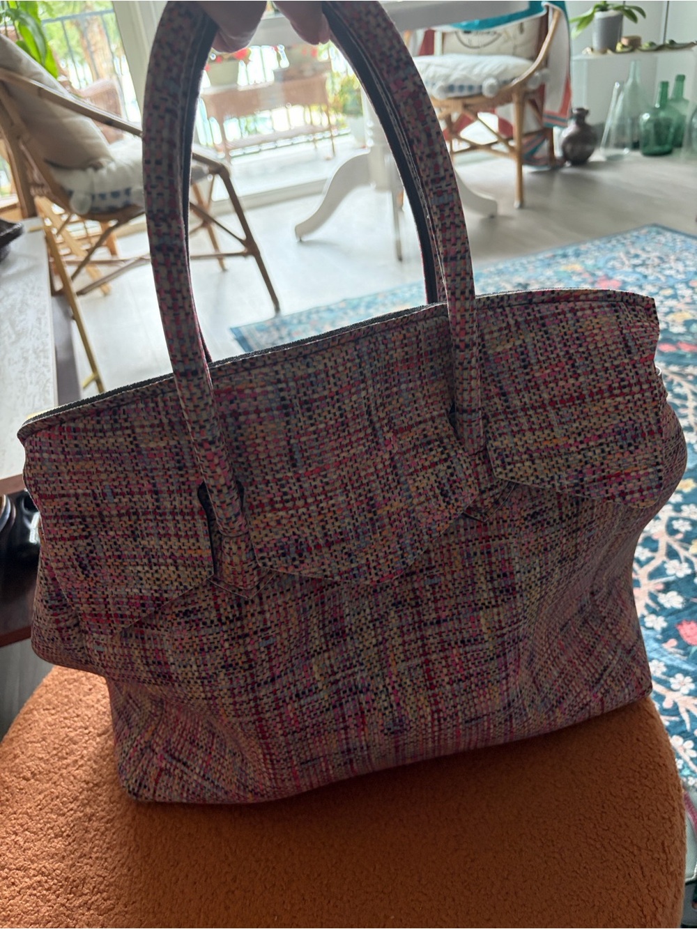 Save my Bag - made in Italy Multicolor Pink Tweed Tote Bag with Bow Accent - Picture 5 of 10